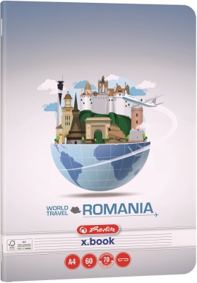 Caiet Herlitz A4, 60 file, dictando, motiv Travel, diverse modele, Herlitz 